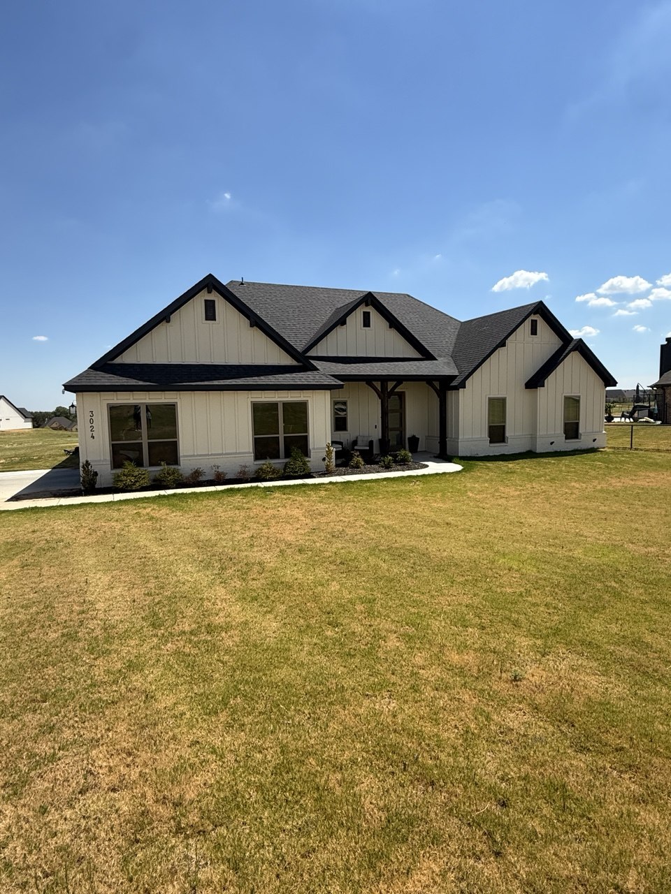 Completed roof replacement in Springtown, TX with Onyx Black shingles